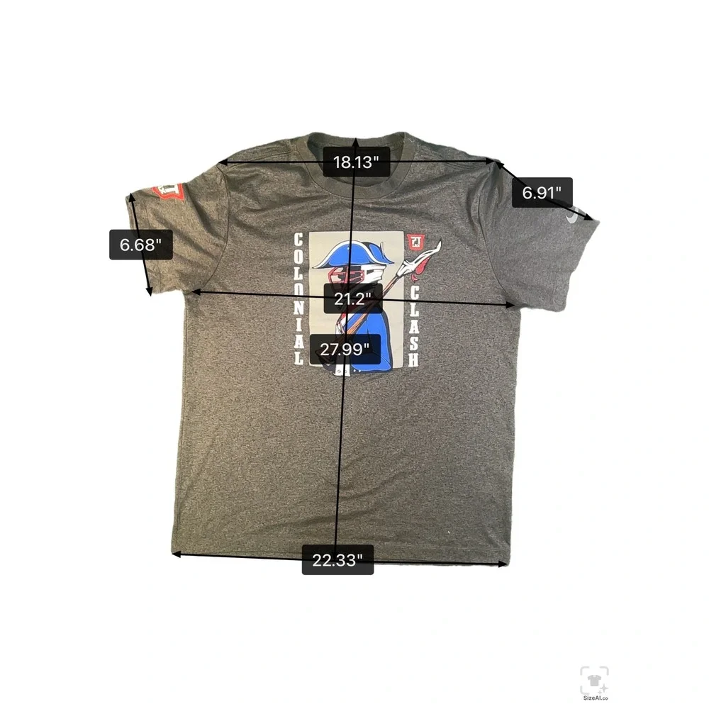 Nike Dri-FIT Mens Large Colonial Clash Lacrosse Graphic T-Shirt Charcoal Grey